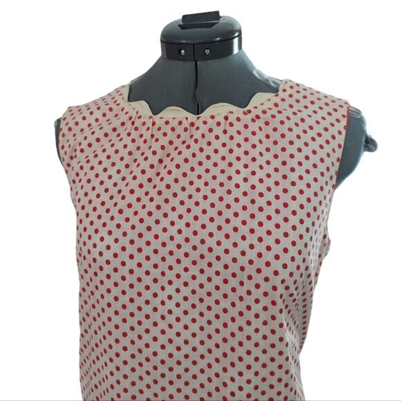 Women's vintage reversible red and white polka‎ dot and floral print shift dress - Picture 10 of 11